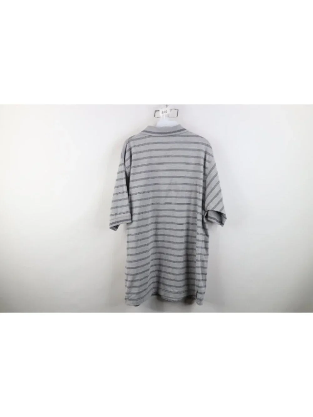 Vintage NFL Mens Size Large Striped Buffalo Bills Football Golf Polo Shirt Gray